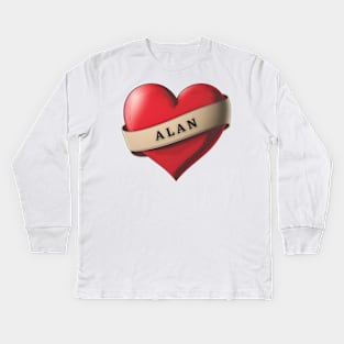 Alan - Lovely Red Heart With a Ribbon Kids Long Sleeve T-Shirt